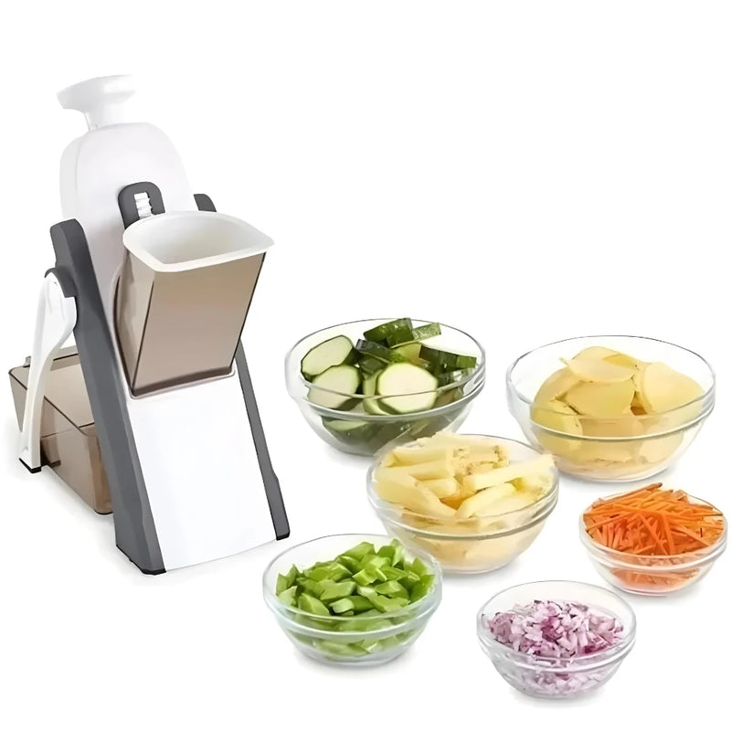 Cortador Multi Manual Inox com 5 funções para cortar batata, legumes, verduras e frutas